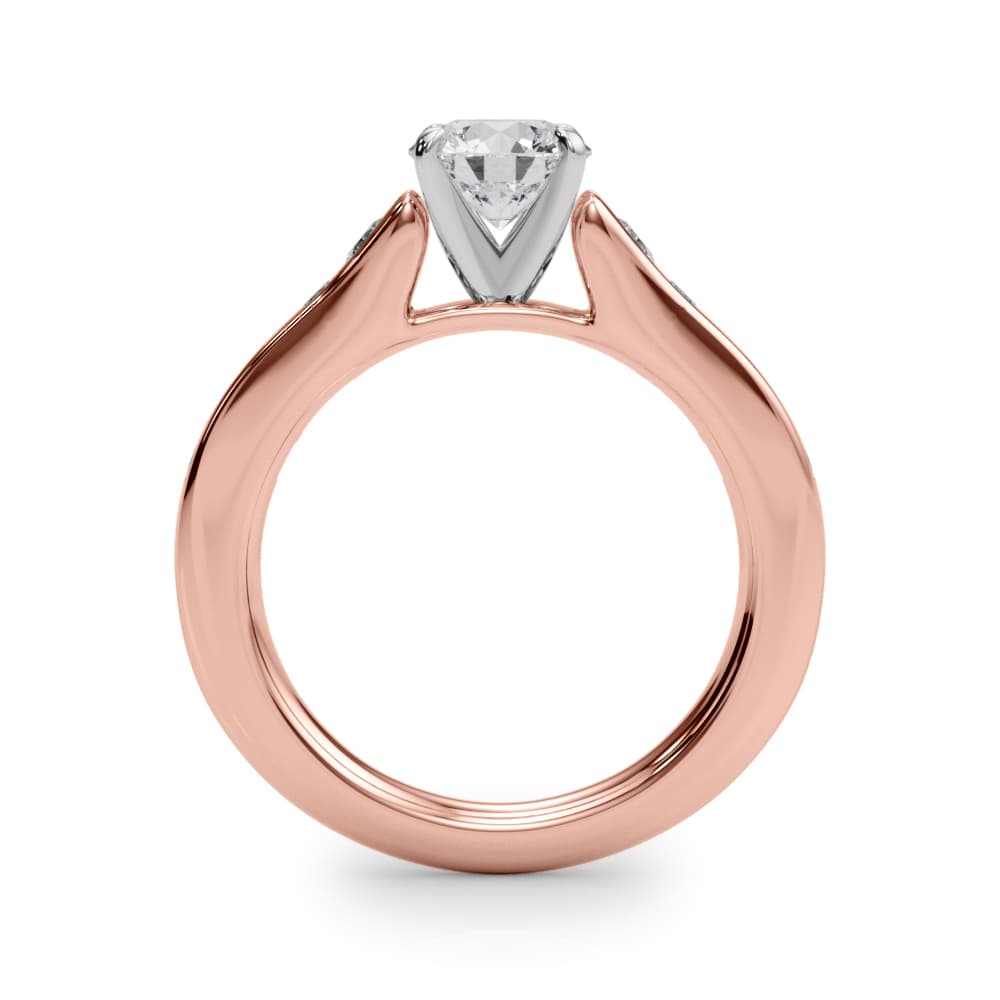 Single Row Cathedral Engagement Ring, style 50931, Side view in rose gold