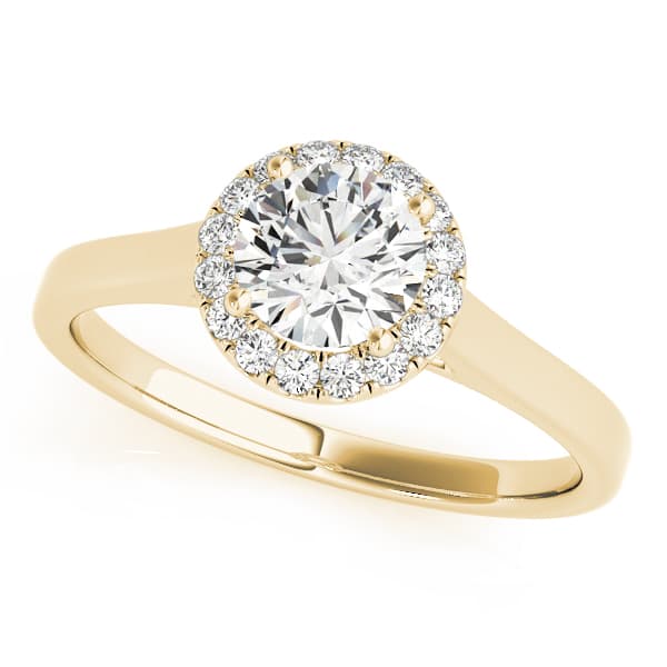 Round Halo Engagement Ring, style 50932, Front view in yellow gold
