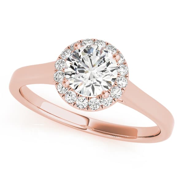 Round Halo Engagement Ring, style 50932, Front view in rose gold