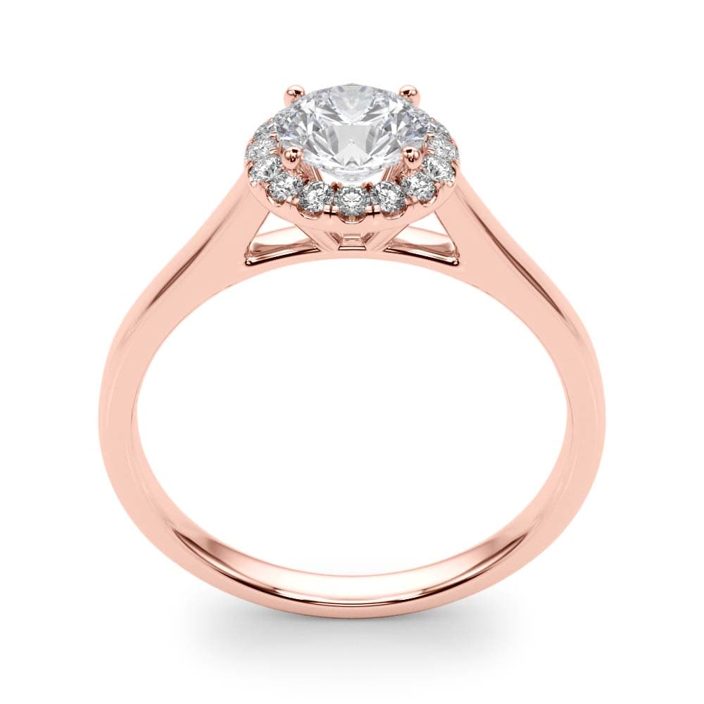 Round Halo Engagement Ring, style 50932, Top view in rose gold