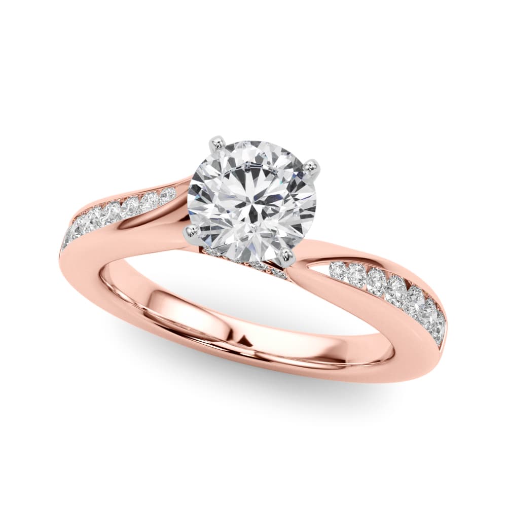 Single Row Channel Set Engagement Ring, style 50933, Front view in rose gold