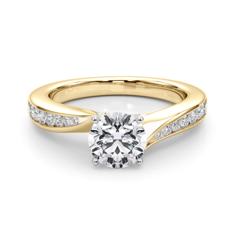 Single Row Channel Set Engagement Ring, style 50933, On hand view in yellow gold
