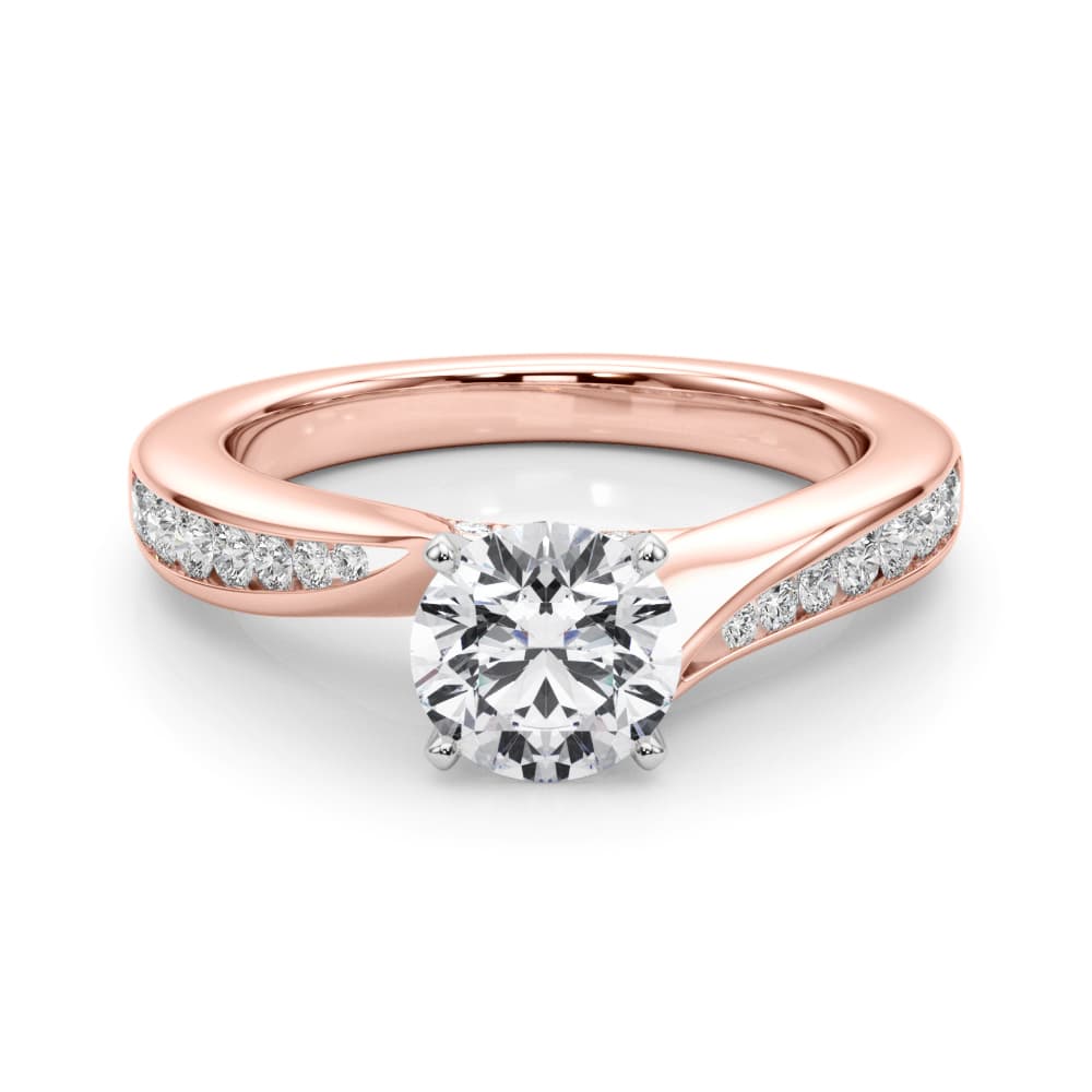 Single Row Channel Set Engagement Ring, style 50933, On hand view in rose gold