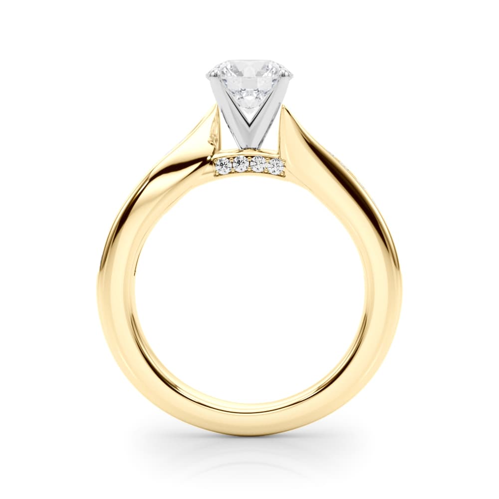 Single Row Channel Set Engagement Ring, style 50933, Side view in yellow gold