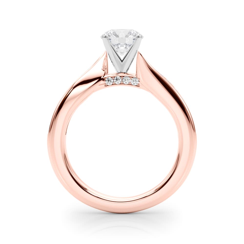 Single Row Channel Set Engagement Ring, style 50933, Side view in rose gold