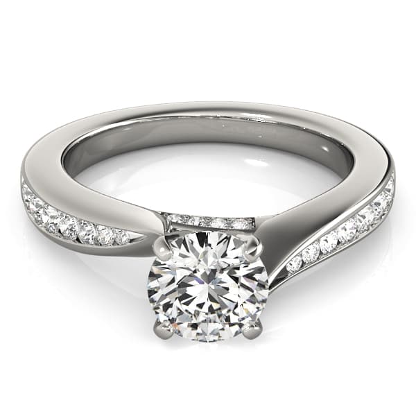 Single Row Channel Set Engagement Ring, style 50933, Top view in white gold or platinum