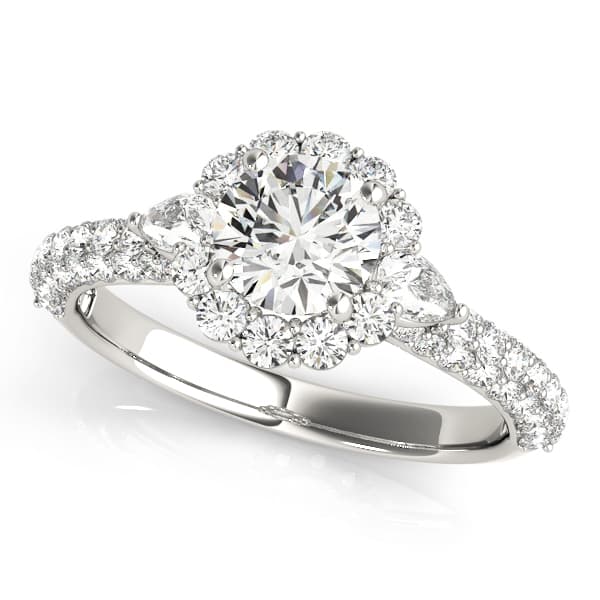 Multirow Pavé Halo Engagement Ring — style 50934 in 10k White Gold