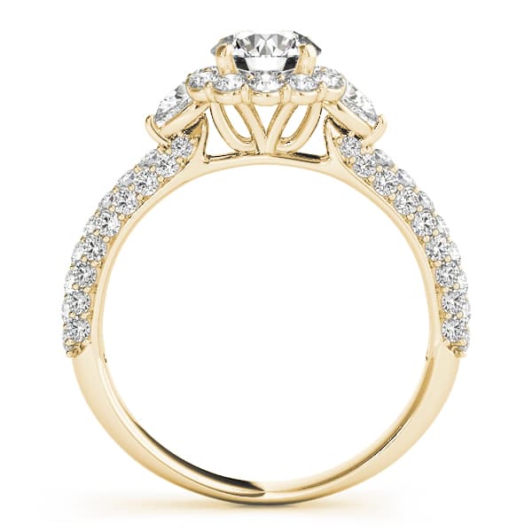 Multi-Row Pavé Halo Engagement Ring, style 50934, Side view in yellow gold