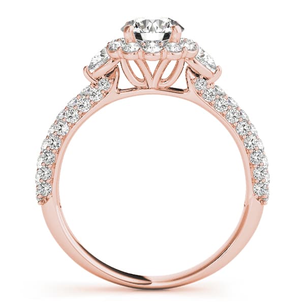Multi-Row Pavé Halo Engagement Ring, style 50934, Side view in rose gold