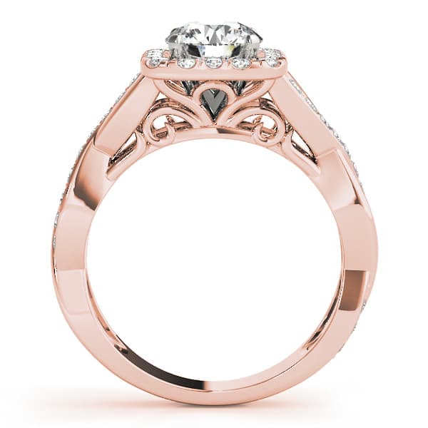 Twisted Shank Halo Engagement Ring, style 50935, Side view in rose gold