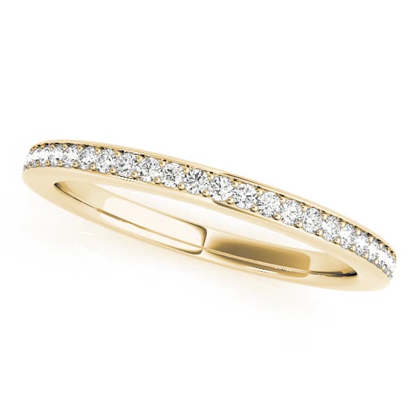 Single Row Prong in Channel Set Wedding Band (1/4 ct. tw.), Front view in yellow gold