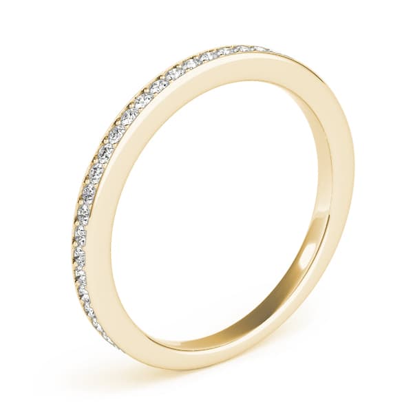Single Row Prong in Channel Set Wedding Band (1/4 ct. tw.), Angle view in yellow gold