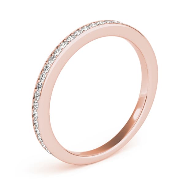 Single Row Prong in Channel Set Wedding Band (1/4 ct. tw.), Angle view in rose gold