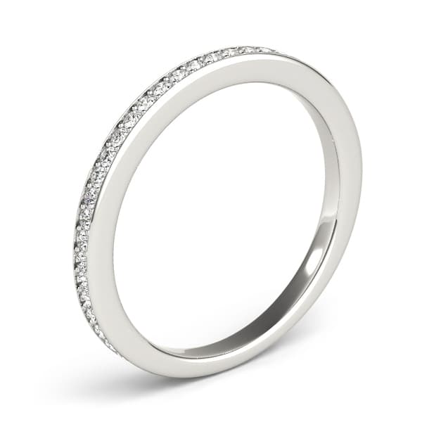 Single Row Prong in Channel Set Wedding Band (1/4 ct. tw.), Angle view in white gold or platinum