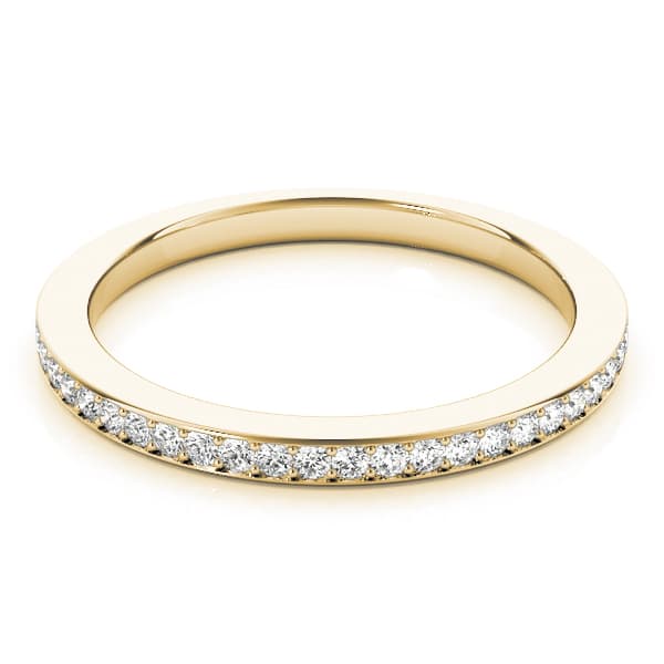 Single Row Prong in Channel Set Wedding Band (1/4 ct. tw.), On hand view in yellow gold