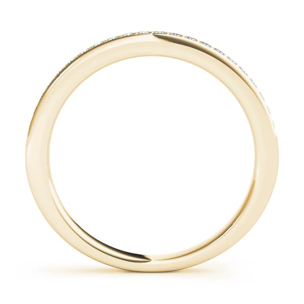 Single Row Prong in Channel Set Wedding Band (1/4 ct. tw.), Side view in yellow gold