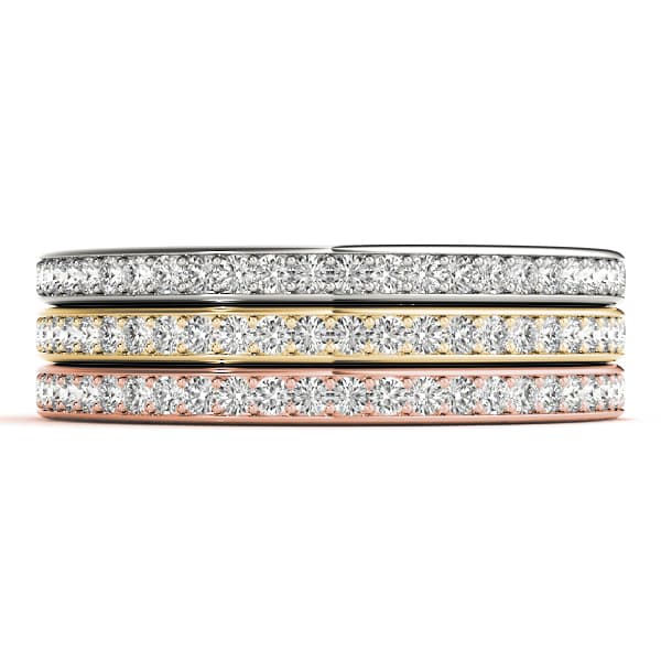 Single Row Prong in Channel Set Wedding Band (1/4 ct. tw.), Top view in white gold or platinum