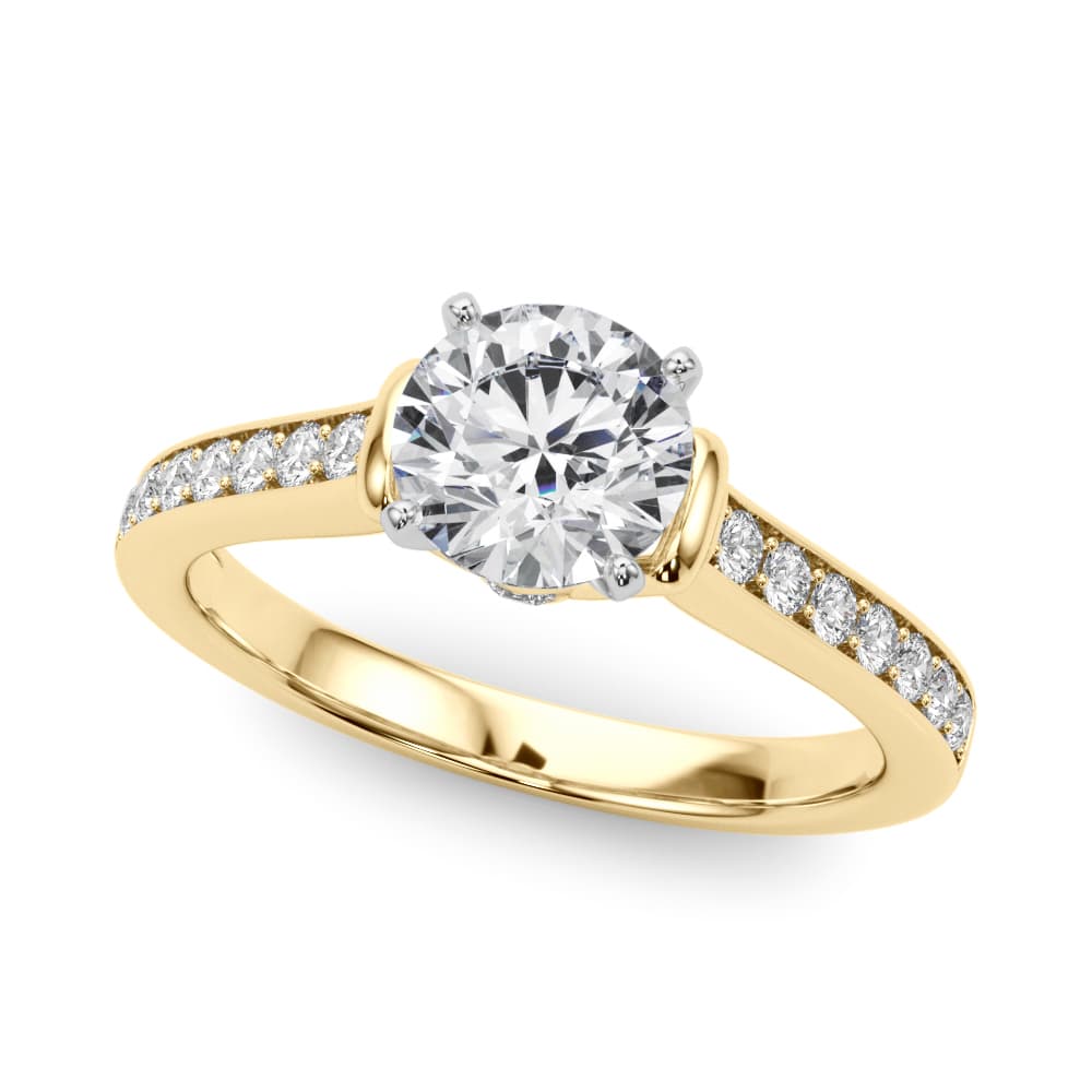Prong In Channel Engagement Ring, style 50936, Front view in yellow gold