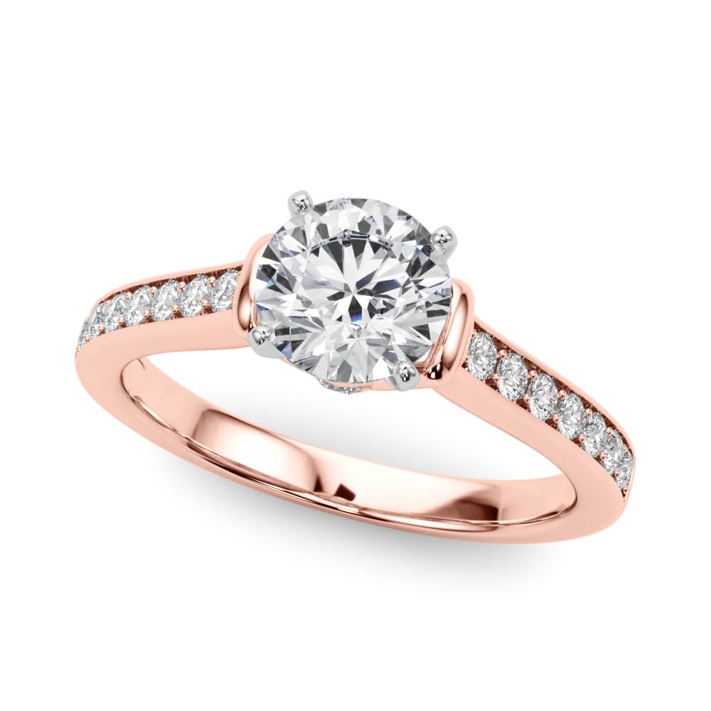 Prong In Channel Engagement Ring, style 50936, Front view in rose gold