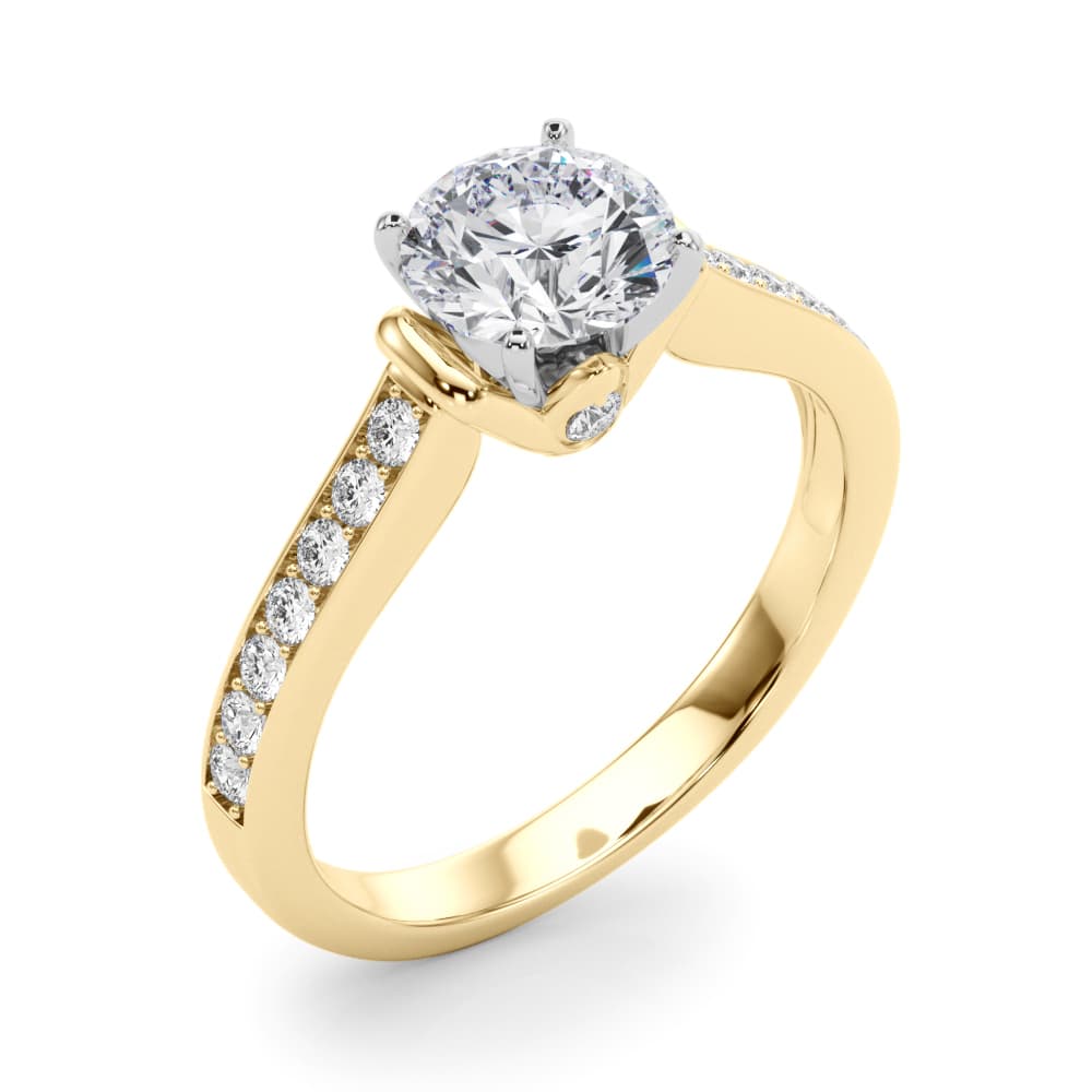 Prong In Channel Engagement Ring, style 50936, Angle view in yellow gold