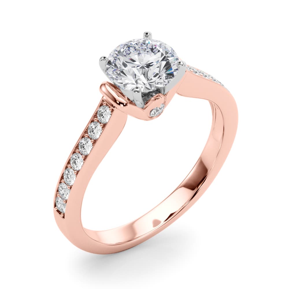 Prong In Channel Engagement Ring, style 50936, Angle view in rose gold