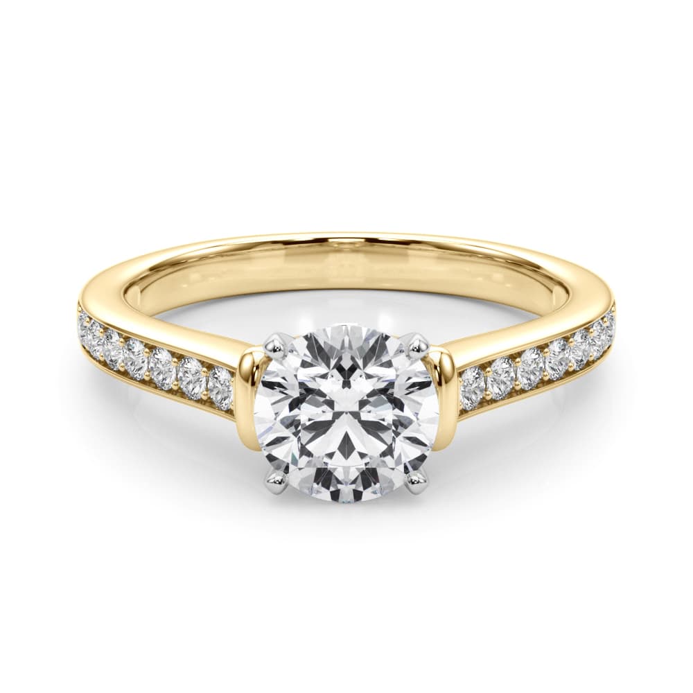 Prong In Channel Engagement Ring, style 50936, On hand view in yellow gold