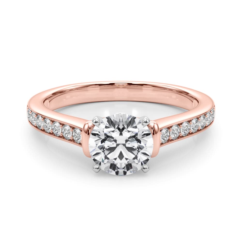 Prong In Channel Engagement Ring, style 50936, On hand view in rose gold