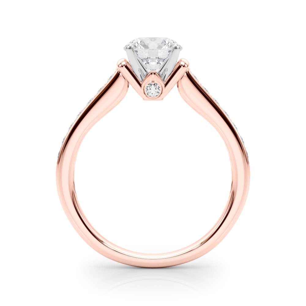 Prong In Channel Engagement Ring, style 50936, Side view in rose gold
