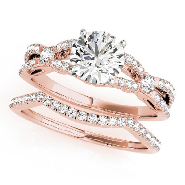 Split Shank Engagement Ring, style 50937, On hand view in rose gold