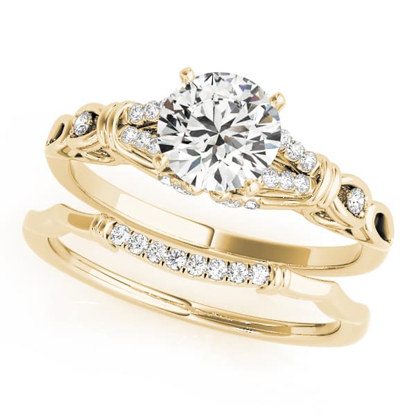 Split Prong Multi-Row Engagement Ring, style 50938, On hand view in yellow gold
