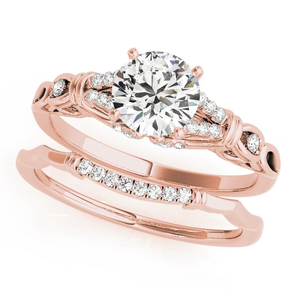 Split Prong Multi-Row Engagement Ring, style 50938, On hand view in rose gold