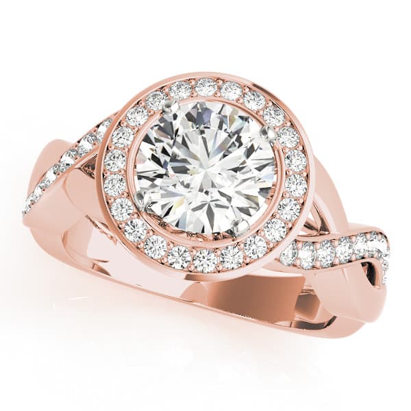 Halo Engagement Ring, style 50940, Front view in rose gold