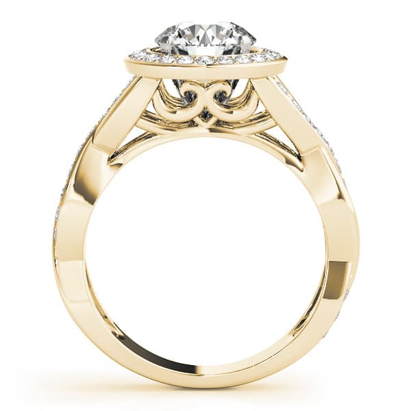 Halo Engagement Ring, style 50940, Side view in yellow gold