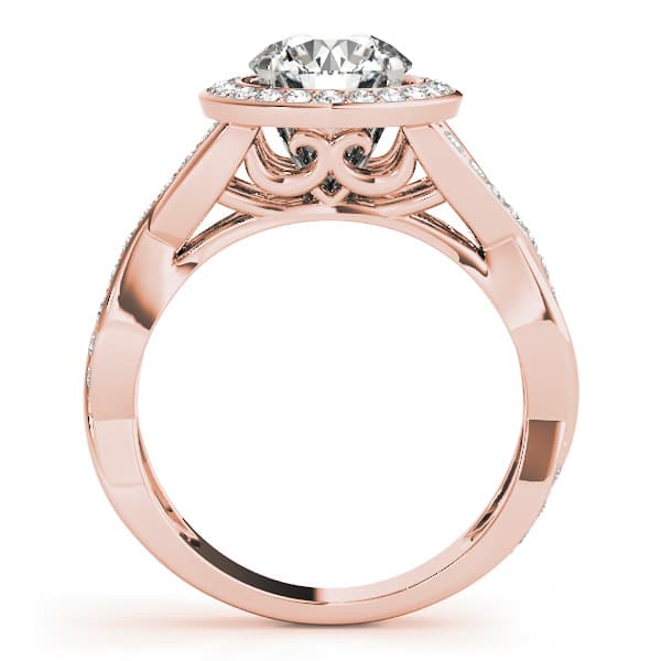Halo Engagement Ring, style 50940, Side view in rose gold