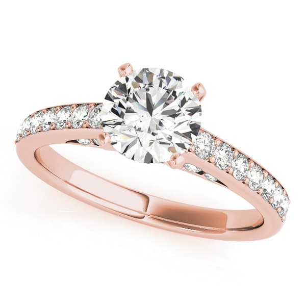 Single Row Prong Set Engagement Ring, style 50943, Front view in rose gold