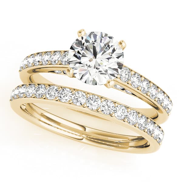 Single Row Prong Set Engagement Ring, style 50943, On hand view in yellow gold