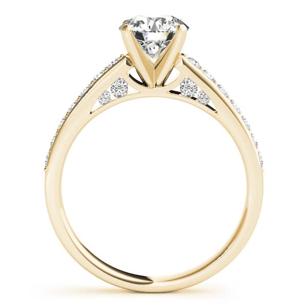 Single Row Prong Set Engagement Ring, style 50943, Side view in yellow gold