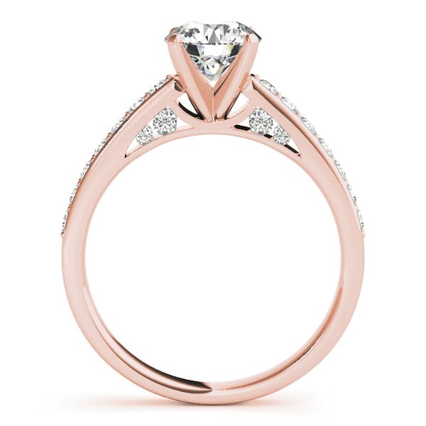 Single Row Prong Set Engagement Ring, style 50943, Side view in rose gold