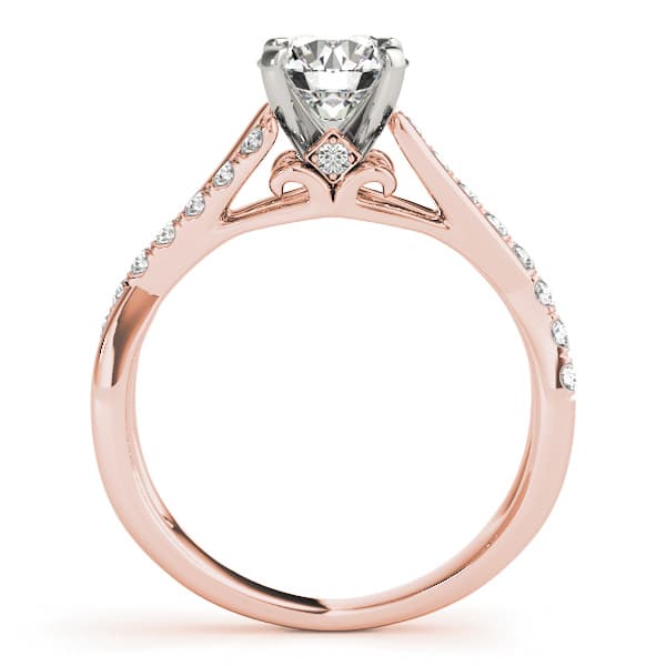 Double Row Split Shank Cathedral Engagement Ring, style 50944, Side view in rose gold