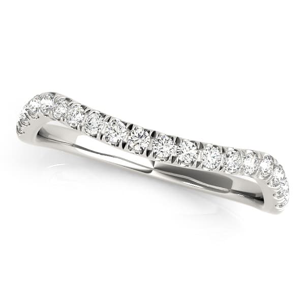 Split Prong Curved Wedding Bands — White Gold