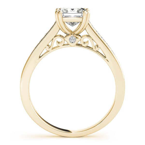 Channel Set Double Prong Engagement Ring, style 50945, Side view in yellow gold
