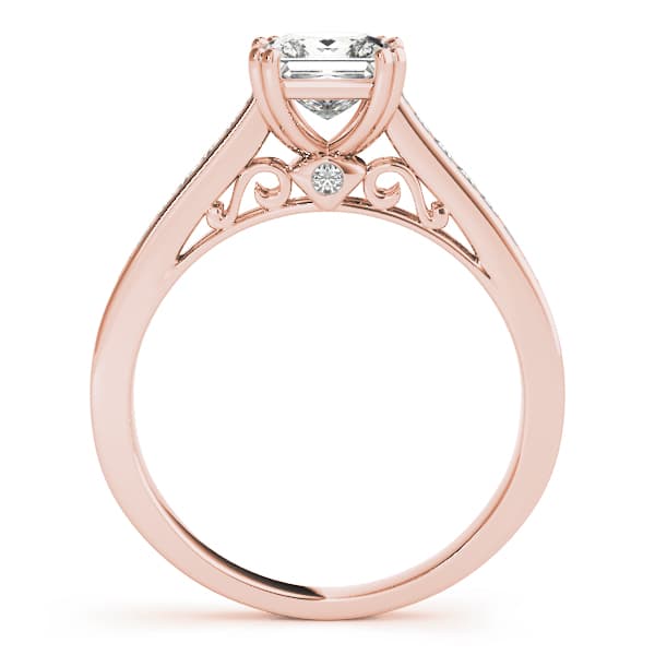 Channel Set Double Prong Engagement Ring, style 50945, Side view in rose gold