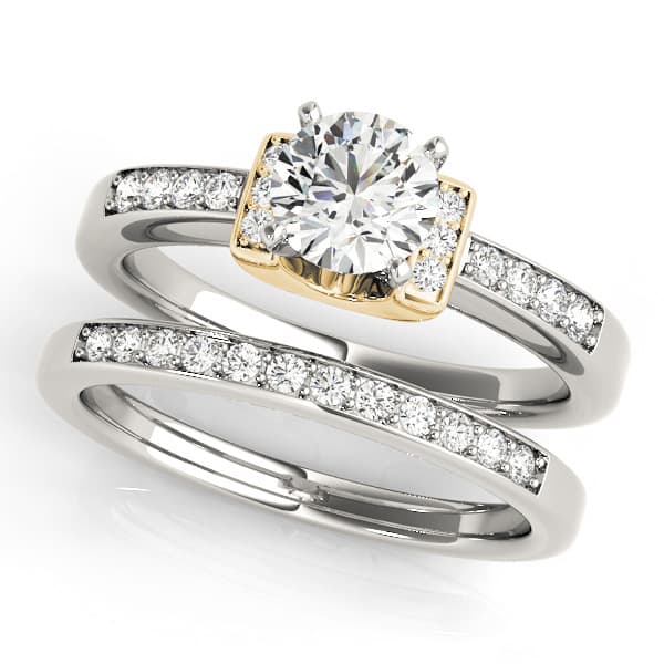 Engagement Ring, style 50946, On hand view in yellow gold