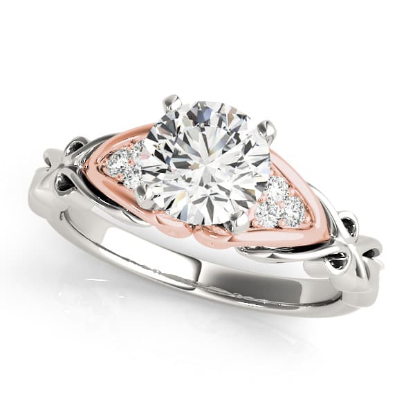 Nature Inspired Cluster Sides Engagement Ring, style 50947, Front view in rose gold