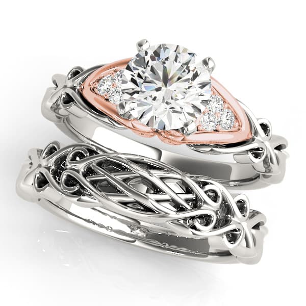 Nature Inspired Cluster Sides Engagement Ring, style 50947, On hand view in rose gold