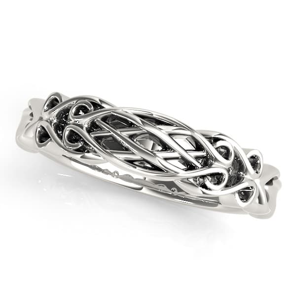 Vintage Filigree Wedding Band — White Gold