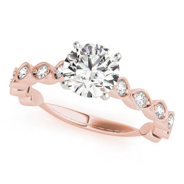 Vintage-Inspired Milgrain Engagement Ring, style 50948, Front view in rose gold