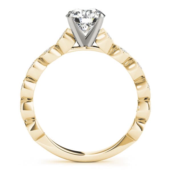 Vintage-Inspired Milgrain Engagement Ring, style 50948, Side view in yellow gold