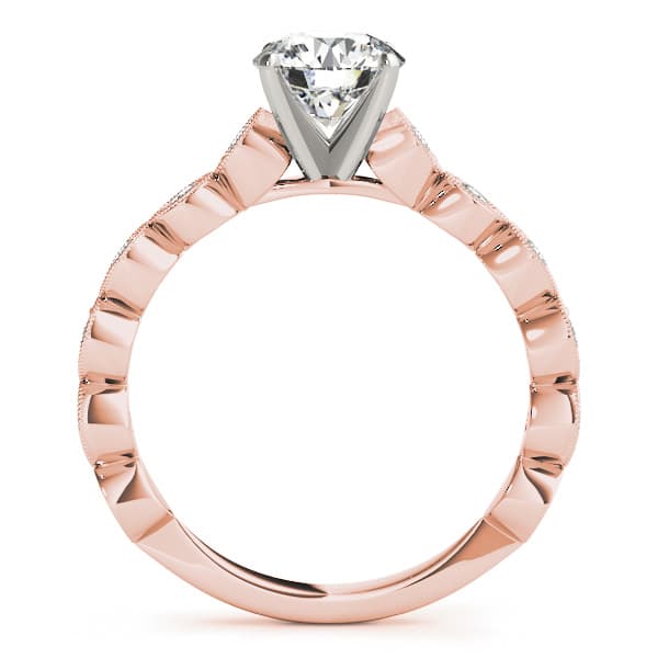 Vintage-Inspired Milgrain Engagement Ring, style 50948, Side view in rose gold
