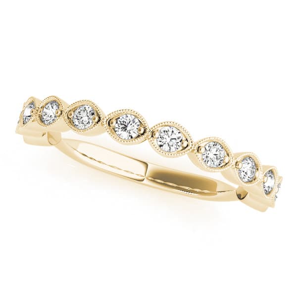 Vintage-Inspired Milgrain Wedding band (0.4 ct. tw.), Front view in yellow gold